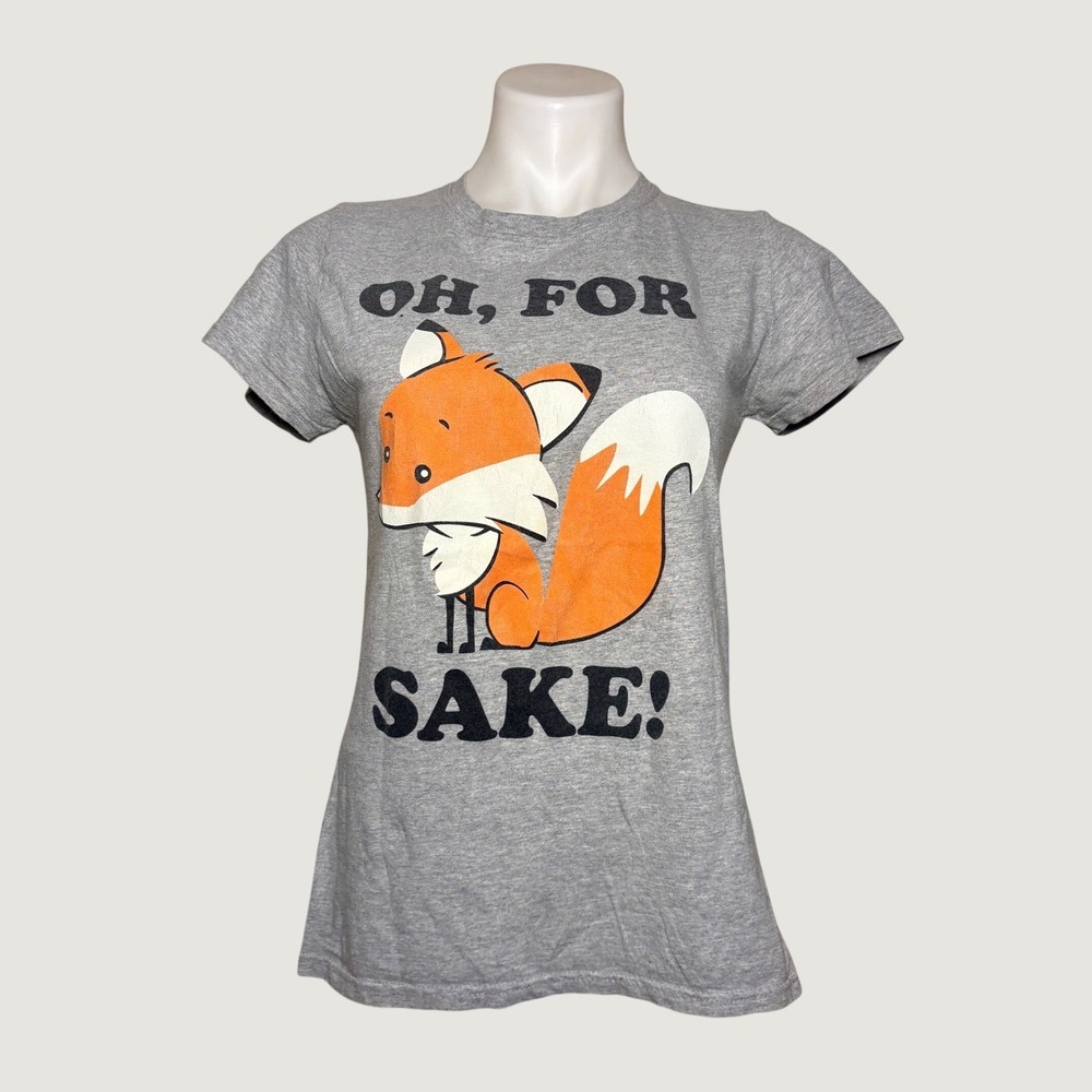 Y2K Mighty Fine Oh For Fox Sake Gray Graphic Tee Short Sleeve Scene #15
